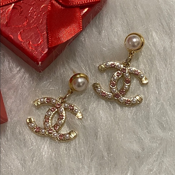 CC coco faux pearl rhinestone drop earrings - Picture 3 of 4